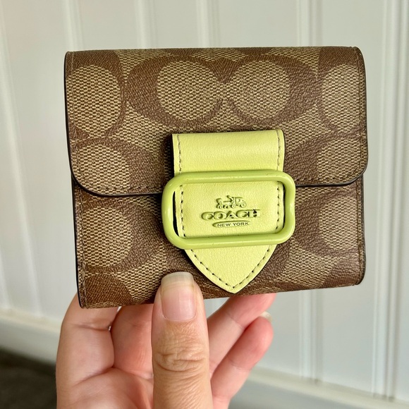 Coach Brown and Lime Signature Wallet - Picture 1 of 7